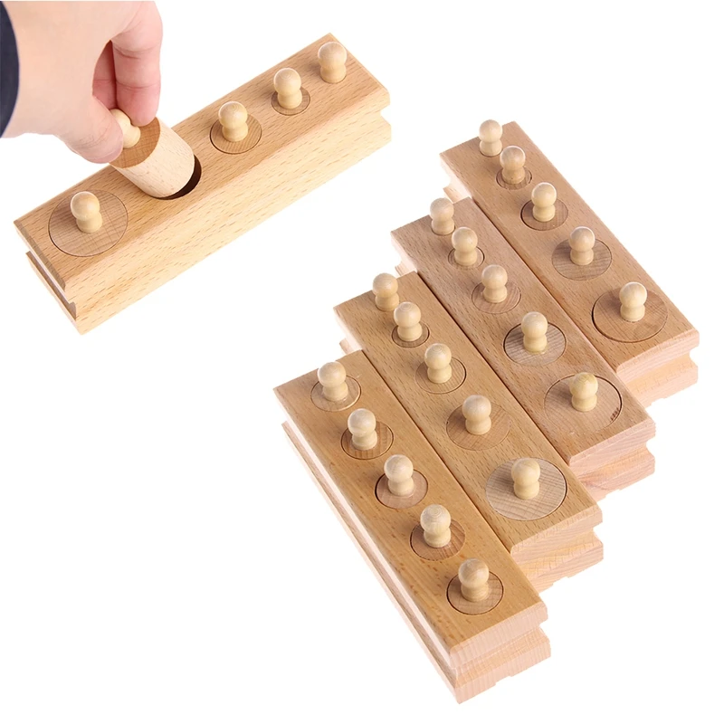 

2018 4Pcs /Set Educational Wooden Kid Montessori Math Cylinder Socket Early Learning Development Teaching Baby Kids Child Toy