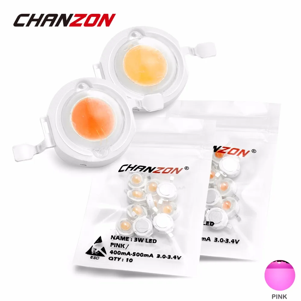 CHANZON 1 Вт 3 Высокая мощность светодиодный чип лампы розовый Epistar 0 4 в 300мА 500мА для