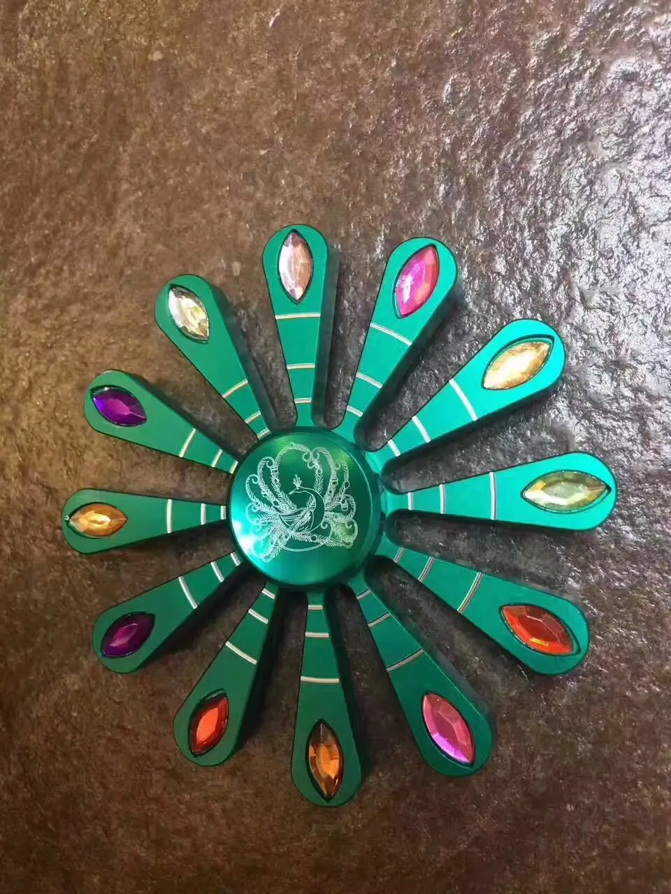 Colorful Peacock Alloy Metal Fidget Spinner Hand Finger Anti Stress Toys Rhinestone Beautiful Gift | Игрушки и хобби