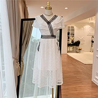 HIGH STREET Дизайнер взлетно посадочной полосы платье Женская Бабочка рукавом в горошек платье карандаш - Цвет: Белый