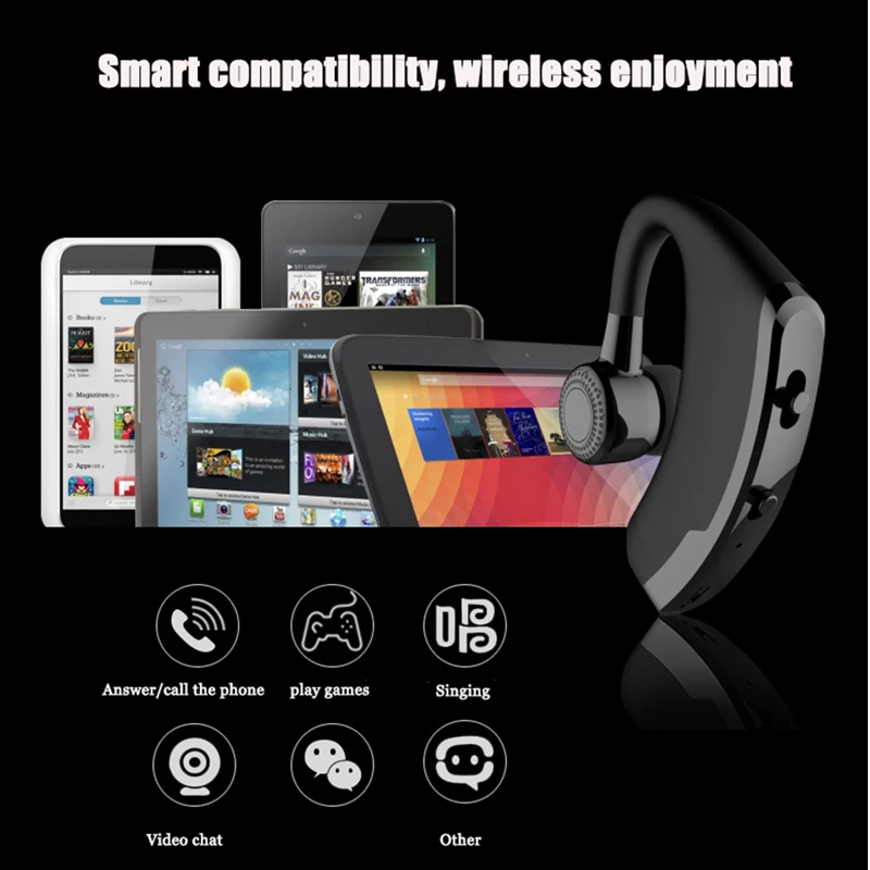 Новинка 2020 Handsfree V9 бизнес Bluetooth наушники с микрофоном Голосовое управление