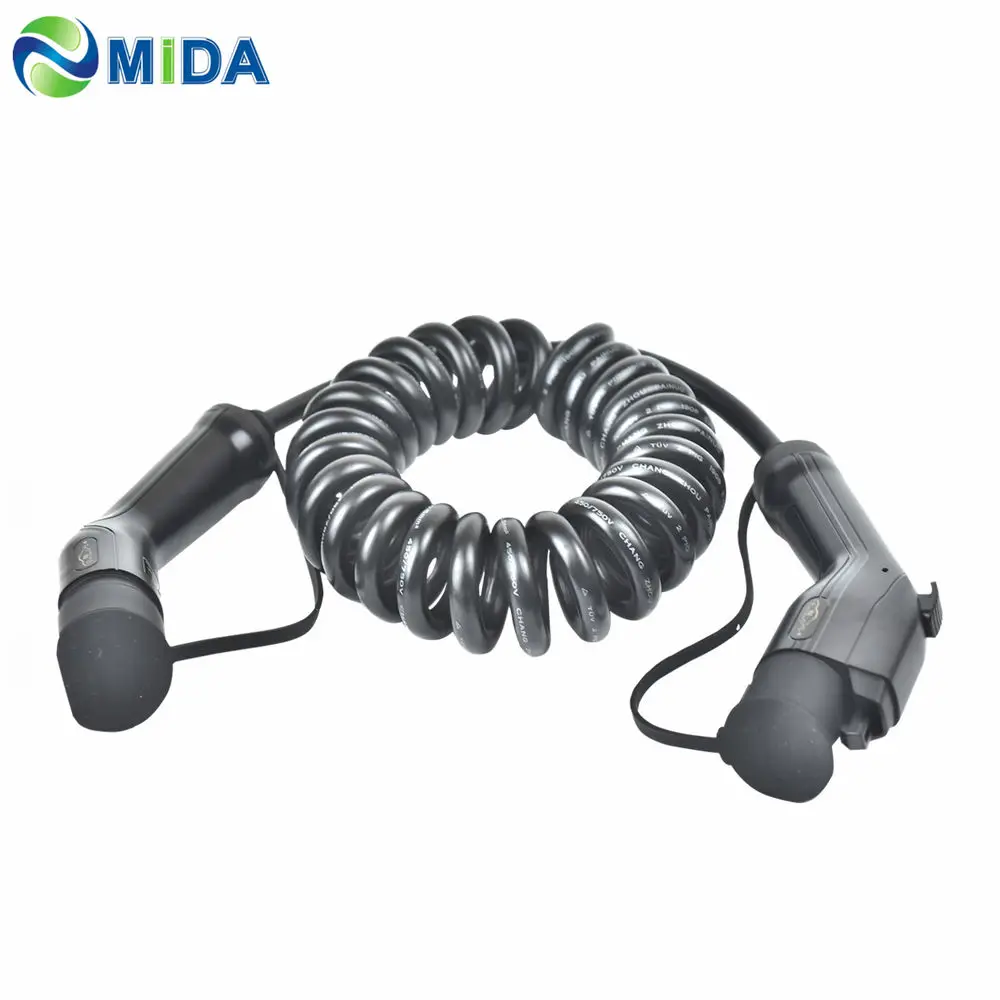 売却 5 メートル 16A 32A SAE J1772 タイプを入力する 1 2 Ev 充電ケーブルポータブル充電器 EV スパイラルケーブル