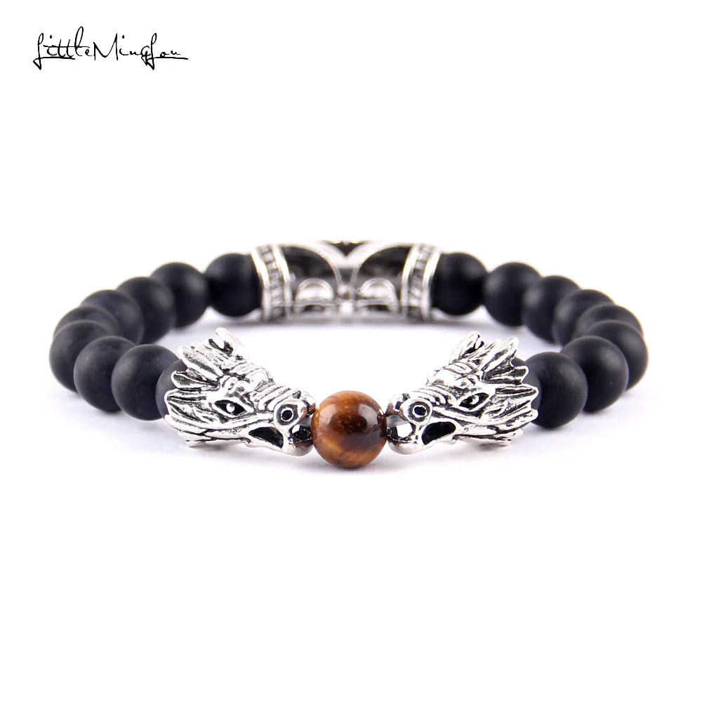 Маленький MingLou серебристый цвет двойная голова дракона с подвесками из матового