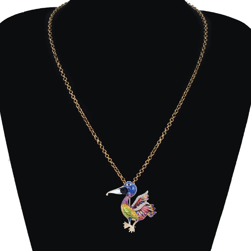 WEVENI Metal Enamel Rhinestone Novelty Bird Necklace Pendant Chain Choker Animal Alloy Jewelry For Women Girls 2018 News Bulk | Украшения и