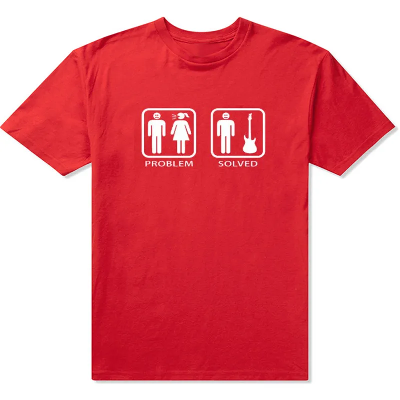 2017 Новый Стиль проблема решается гитара футболка Для мужчин Повседневное