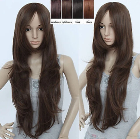 Мода Нового Стиля Волны Полный Длинные Парики Волос Партии Cosplay Парик Parted Взрыва