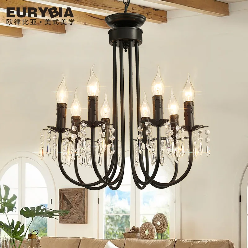 Moroccan style Rural Cafe light Luminaire 8-arm brown Iron pendant lights Crystal Lamp Restaurant Retro vintage indoor Lighting | Лампы и