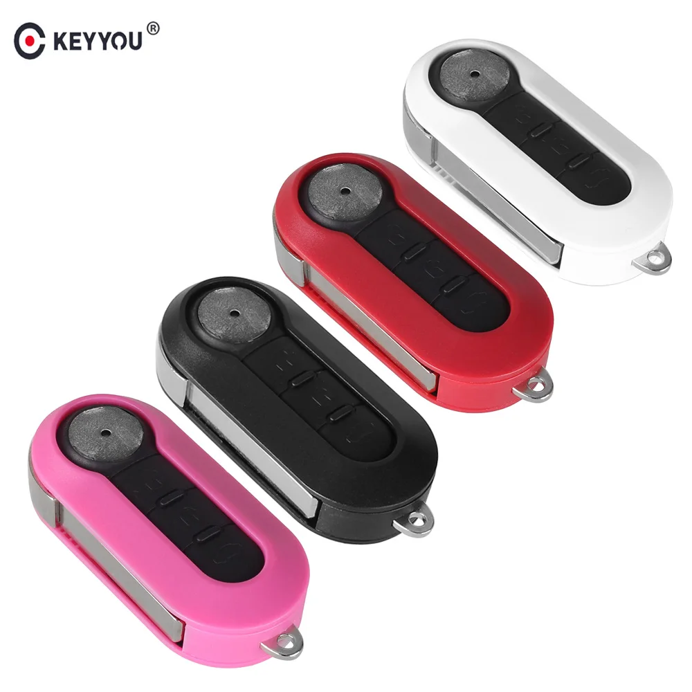 

KEYYOU Flip Folding Remote Key Shell 3 Buttons For Fiat 500 Panda Punto Bravo Keyless Entry Fob COMBO Key Case Cover SIP22 Blade