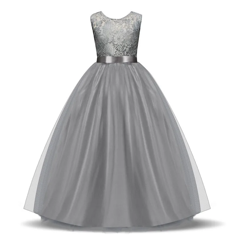 

Summer Teenager Girls Wedding Dress Children Tulle Lace Long Dresses Kid Elegant Ceremonies Gown Princess Birthday Party Pageant