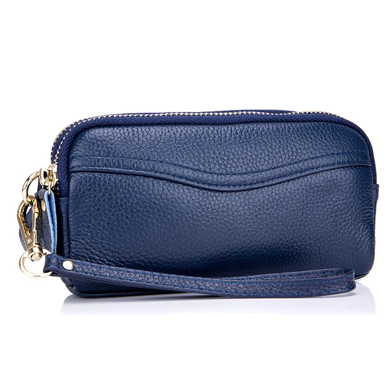 Новые клатчи из натуральной кожи на двойной молнии женские черные каждый день