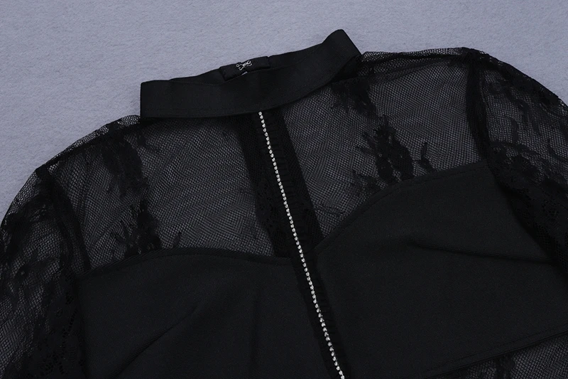 

INDRESSME Fashion Women Sexy Bandage Dress Long Sleeve Mesh Lace Party Club Mini Perspective Sheath Dress Vestidos 2019 New