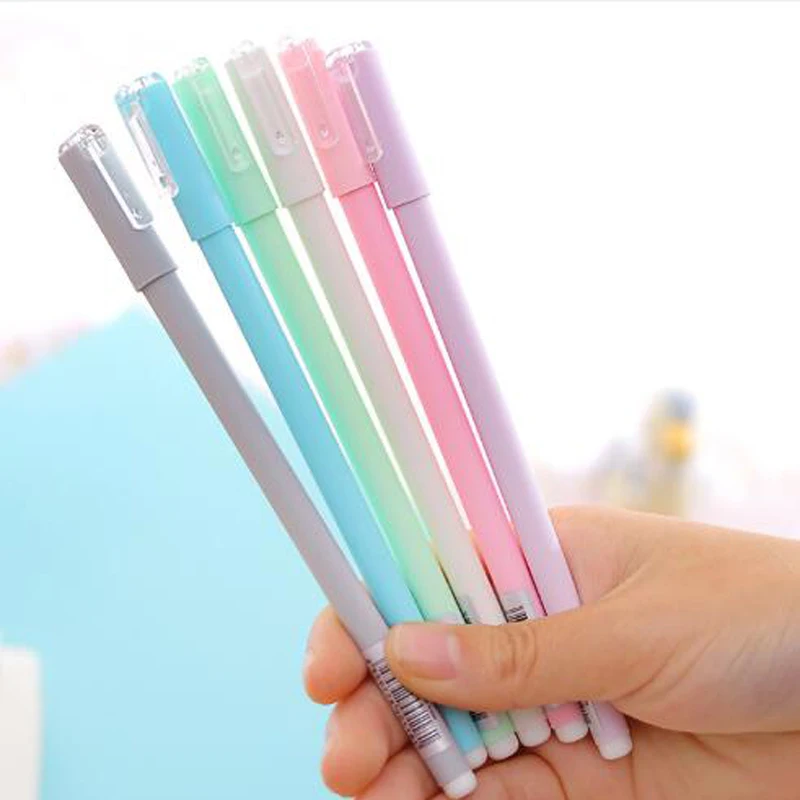 

Cute Gel Pen Frosted Plastic Kawaii Pens 0.5mm Lovely Macaron Color Pens For Kids Girls Gift School Writting Korean Stationery