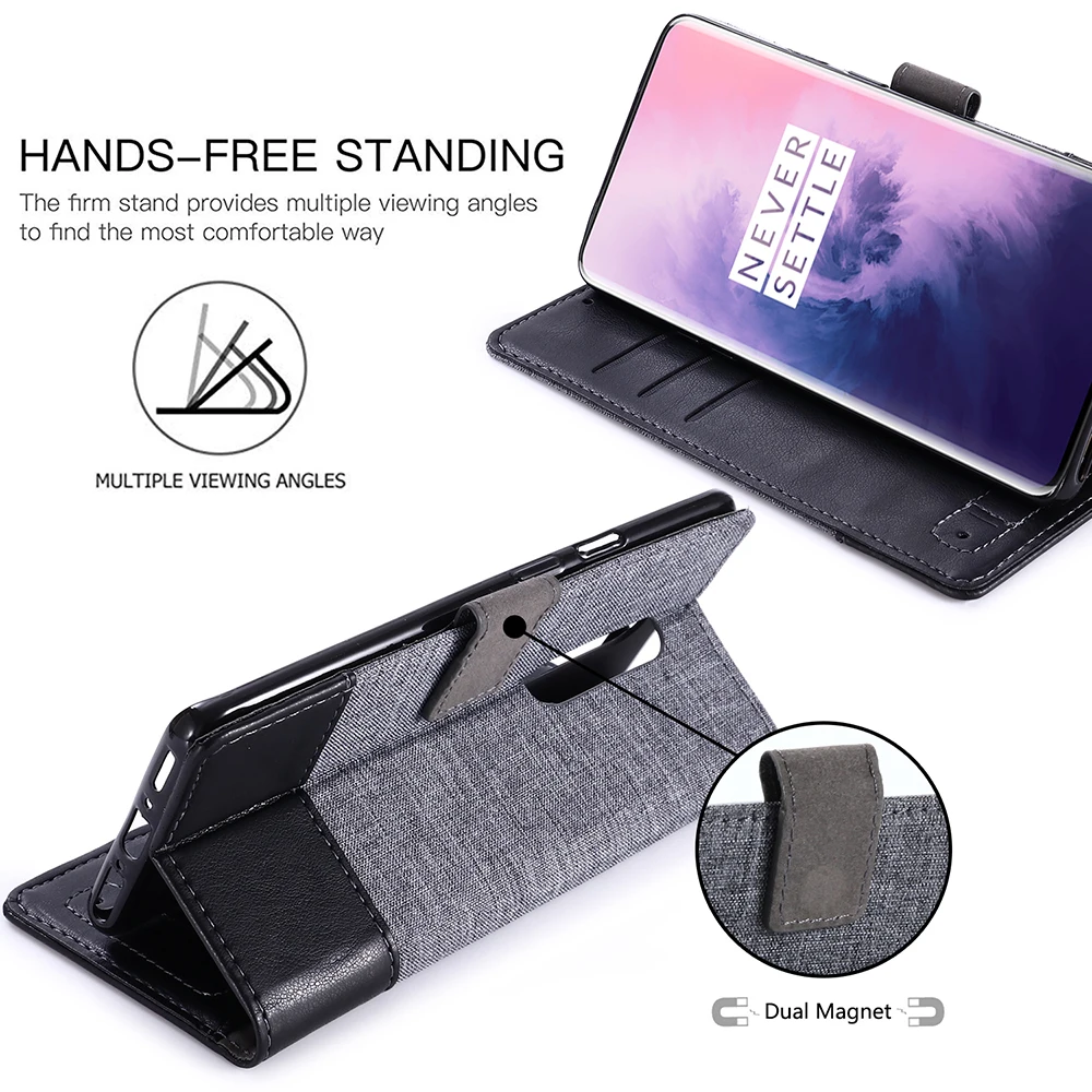 Кожаный чехол для телефона в стиле ретро из парусины Oneplus 7 Pro 6 флип кейс кошелек с