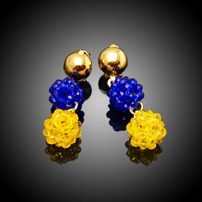 

Free Shipping Yulaili Handmade Crystal Factory Round Design Women Costume Two Beaded Jewelry Set