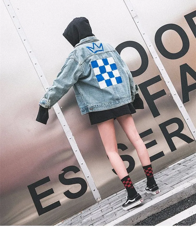 Белый клетчатый носки Harajuku Короткие 5 пар Hipster уличная гордость необычные женские