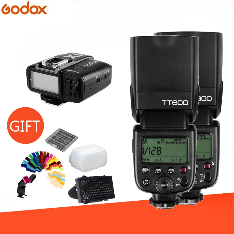 Godox 2 шт. TT600 4G Беспроводная вспышка для камеры + X1T Transmitter беспроводной триггер Canon
