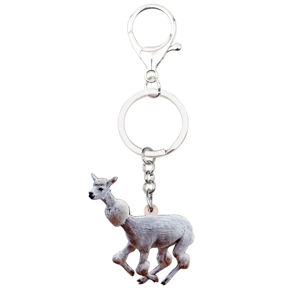 Bonsny Acrylic South America Jumping Alpaca Key Chain Keychain Ring Holder Novelty Animal Jewelry For Women Girls Bag Charms New | Украшения