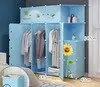 Цвет: желтый DIY простой шкаф современный экономичный сборочный бытовой имитация дерева подвесной шкаф для хранения пластиковых тканей большой шкаф - Цвет: Цвет: желтый
