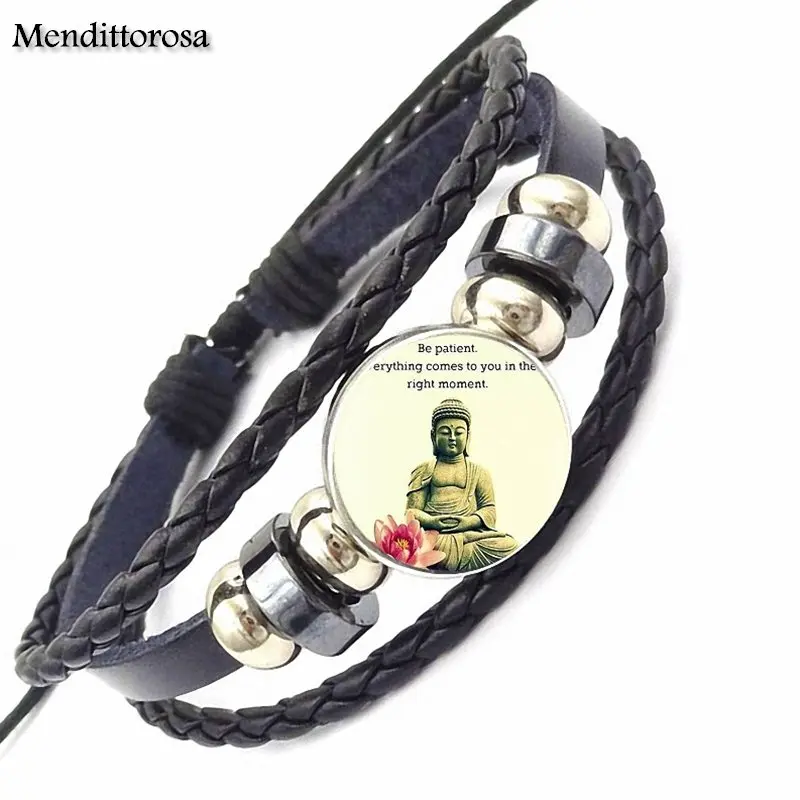 EJ глянцевый винтажный Модный стеклянный черный кожаный браслет браслеты