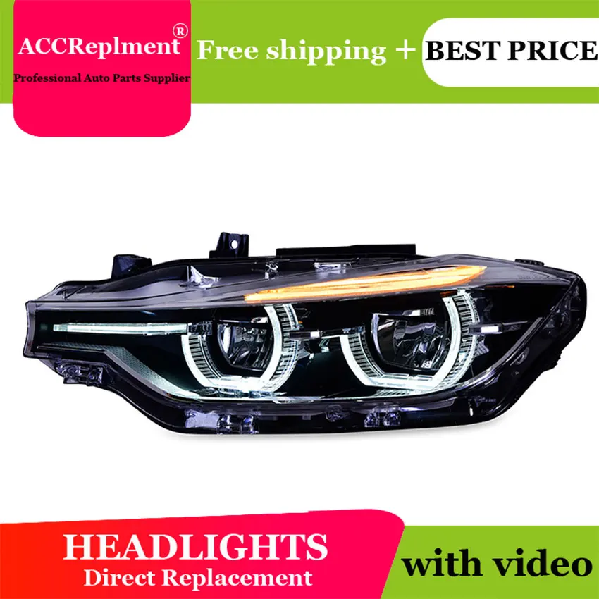 

Car Styling For BMW 3 Series F30 Headlights U Angel Eyes 2013-2015 For BMW F30 LED Light Bar Q5 Bi Xenon Lens LED Bulb Projector