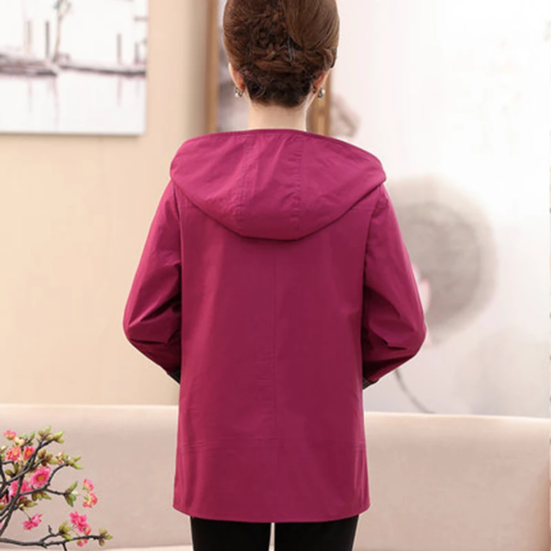 Женский Свободный плащ ветровка среднего возраста с цветочной вышивкой и