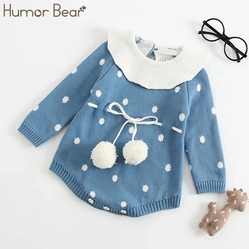Humor Bear/вязаный свитер в горошек; комплект одежды для малышей; коллекция года; сезон осень; комплекты с толстовкой для маленьких девочек - Цвет: blue