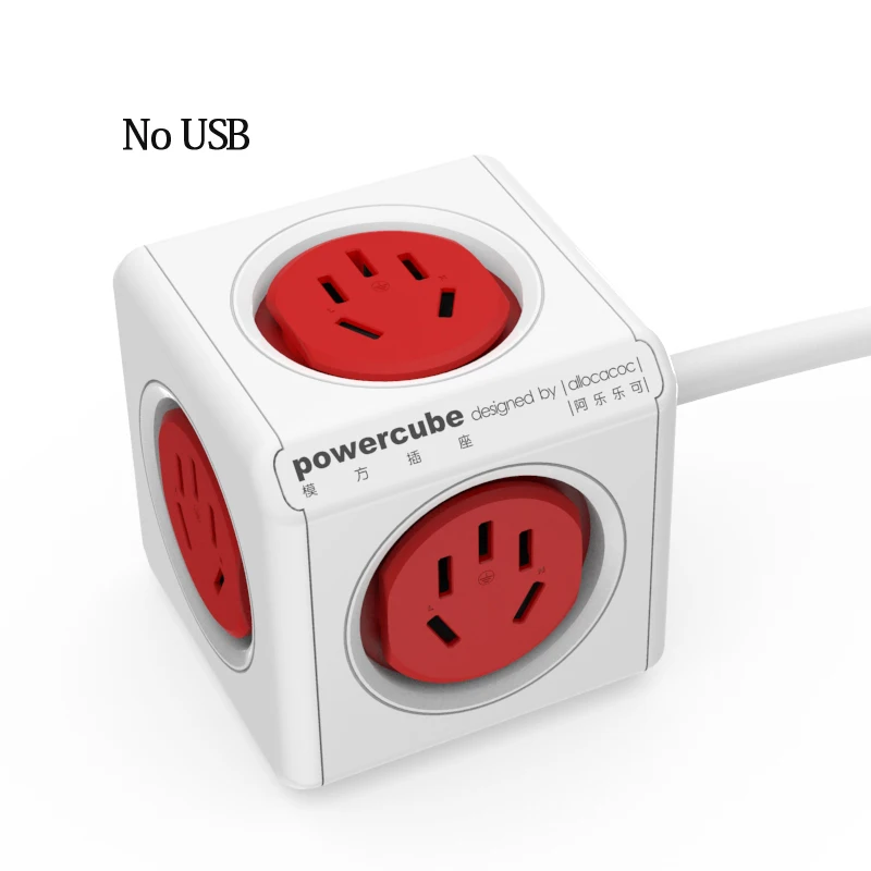 Allocacoc Original Smart Home Electronic Plug powercube Power Strip Socket Charging USB 4 Sockets Interface Extension Australia - Цвет: red