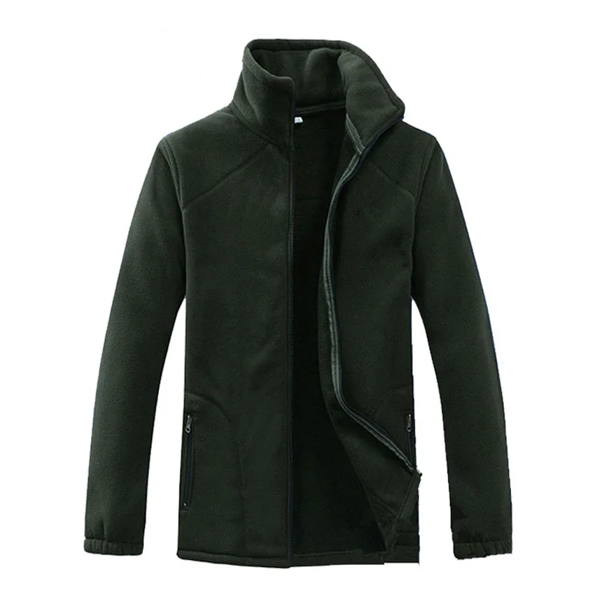 Army Green NaranjaSabor Новая Осенняя зимняя мужская флисовая ветровка Толстая Теплая Флисовая однотонная куртка повседневная модная теплая мужская куртка 5XL - Цвет: Army Green