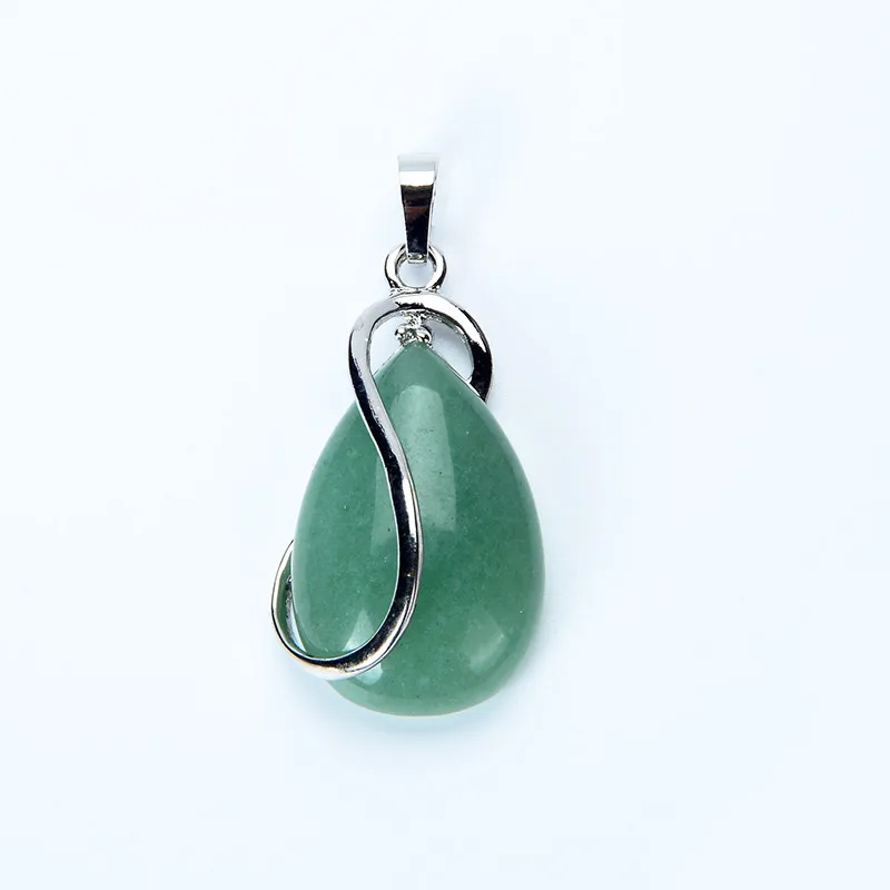Green Aventurine 20x30 мм натуральными аметистами авантюрин розового цвета с кварцевым тигровым глазом Опаловый камень сердолик капли воды бусины подвеска для Цепочки и ожерелья - Окраска металла: Green Aventurine