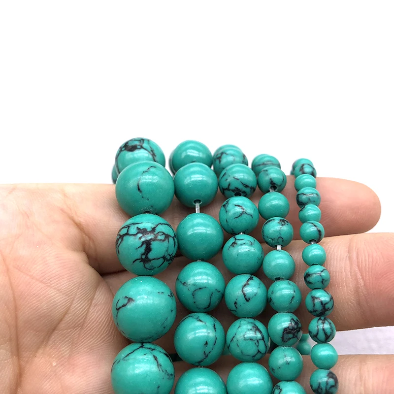 Круглый шар Howlite зеленая бирюза из синтетического камня 4/6/8/10/12 мм бусины россыпью