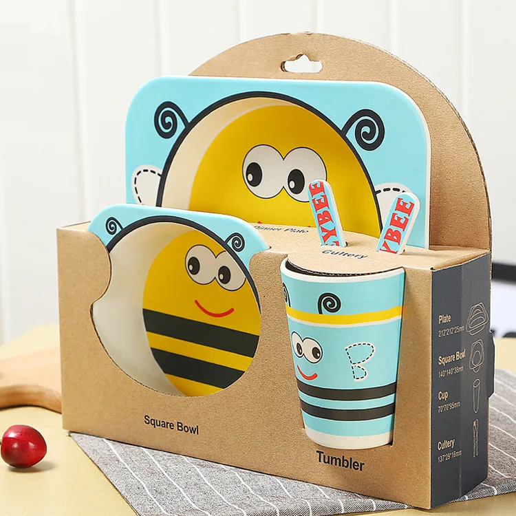 5 шт./компл. детские столовые приборы комплект с принтом &quotRobot Poli&quot пластина для