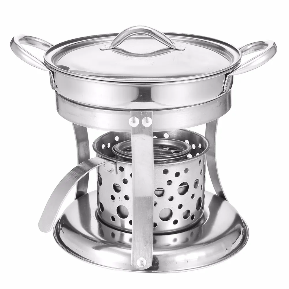Новый горячий горшок Shabu из нержавеющей стали с спиртовой горелка и крышка