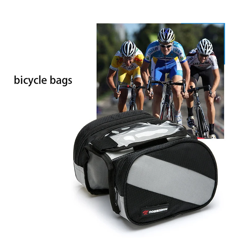 

Waterproof Bicycle Bag Frame Front Head Top Tube Cycling Bag Double IPouch 4.3 Inch Touch Screen Bicycle bike Bag Accessories