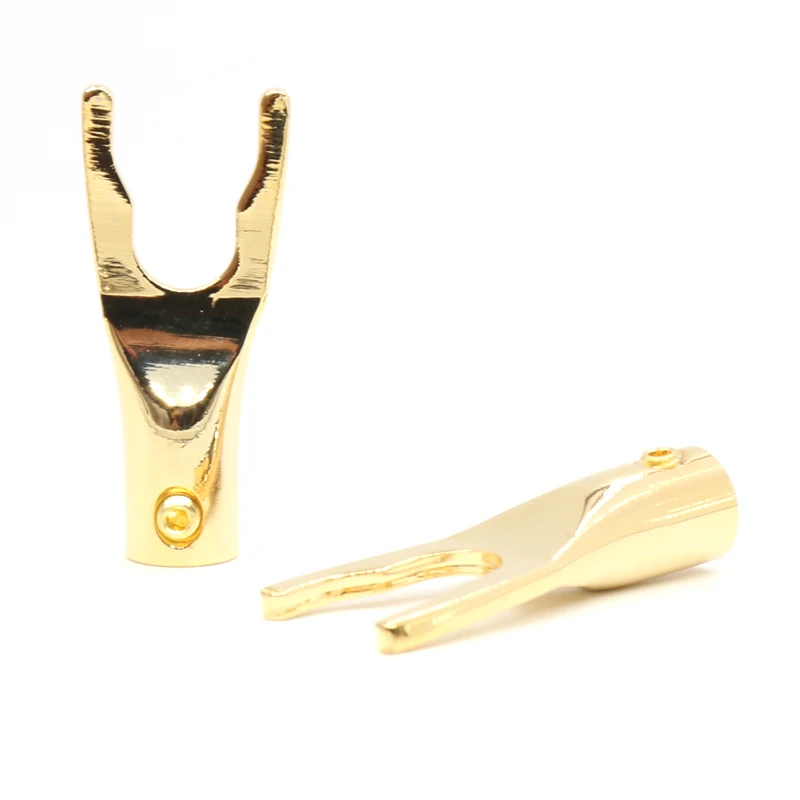8pcs SY1531 audionote 24k Gold Plated Red Pure Copper Y spade plug for speaker cable connector | Электроника