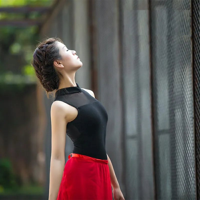 Черный/белый балетный трико для женщин хлопок танцевальная одежда балетные