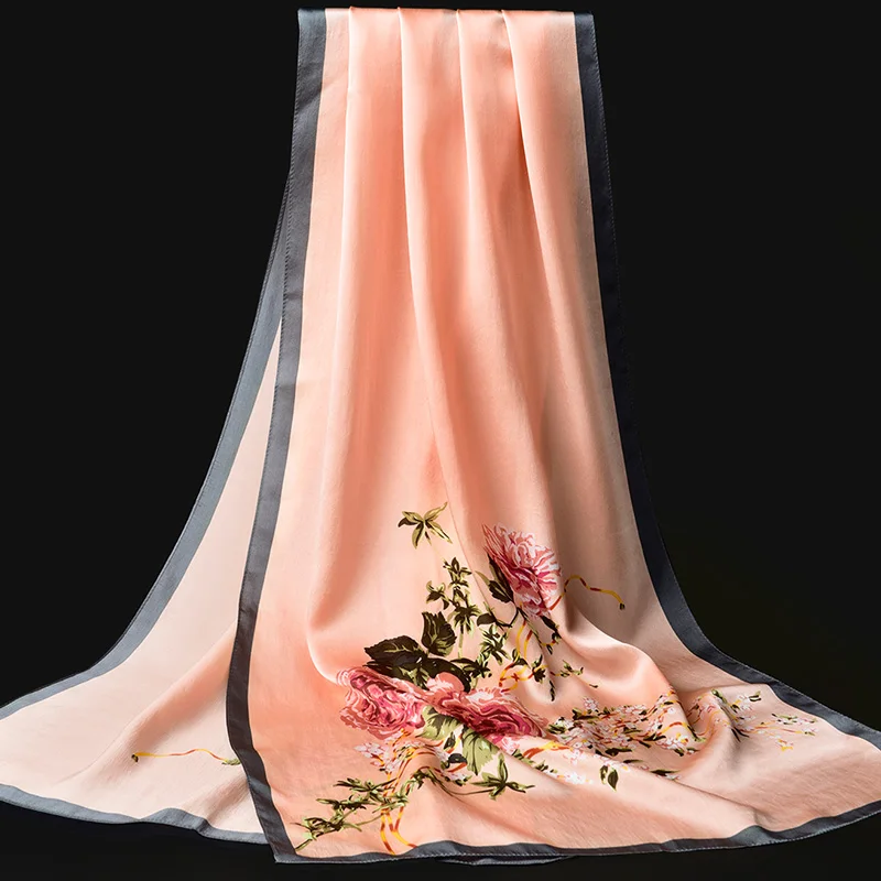 

100% Pure Silk Scarf Ladies 2021 Real Silk Wraps for Women Bandana Wraps and Shawls Natural Silk Scarf Foulard Femme
