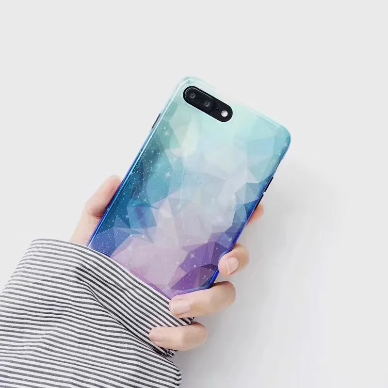 Цветной градиентный Blu-Ray чехол для iPhone X 7 6 6s 8 Plus Соединенные геометрические