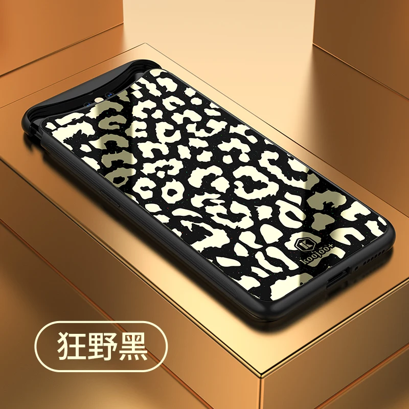 Чехол с леопардовым принтом для OPPO Find X, чехол из органического стекла для OPPO R17 R15 Pro RX17 Neo, мягкая задняя крышка с гальваническим покрытием - Цвет: Черный