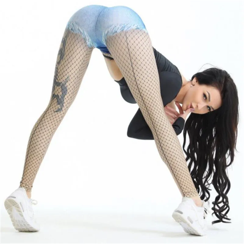 Женские леггинсы с высокой талией NORMOV хлопковые облегающие пуш-ап принтом |