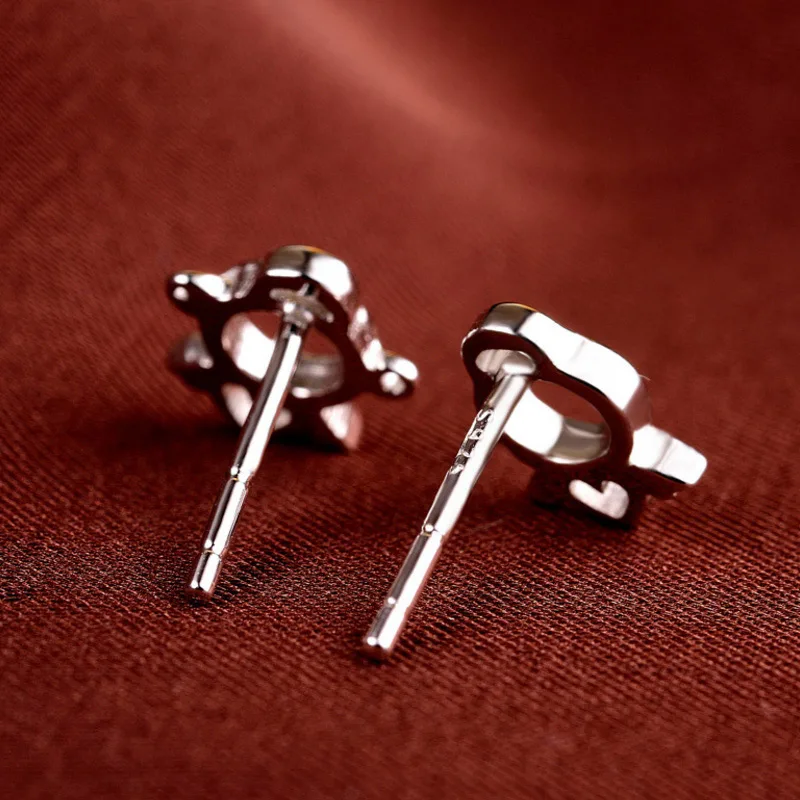 Простые серьги-гвоздики из стерлингового серебра 925 пробы для влюбленных и пар