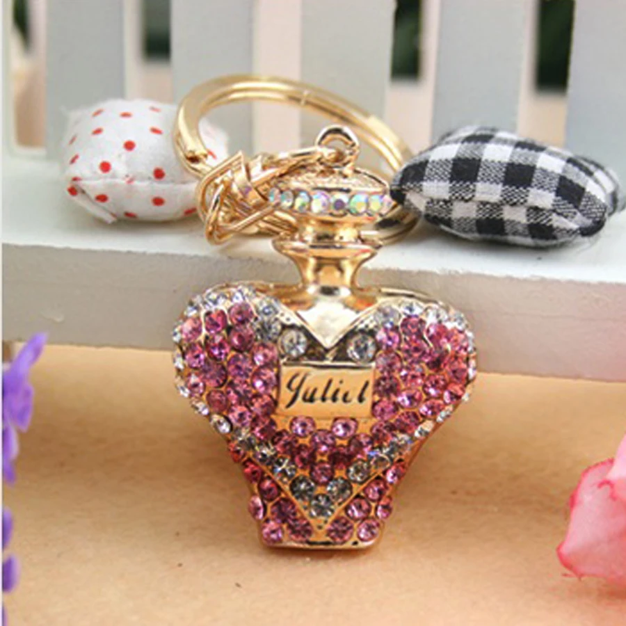 

llaveros!Novelty Trinket Rhinestone Perfume Bottle Car Keychain Charm Handbag Keyring Women Bag Jewelry Key Holder Gift R172