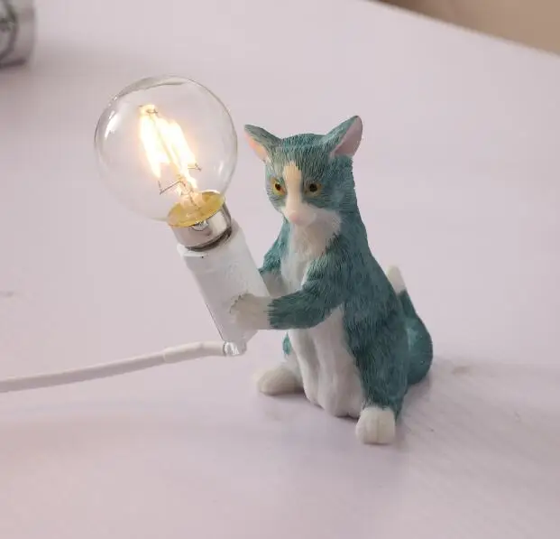 Маленькая белая черная кошка котенок Настольная лампа настольная лампа заинтересованное животное светильник Xmax подарок Светодиодная настольная лампа в виде животного ночной Светильник - Цвет корпуса: B 11x6x12cm blue