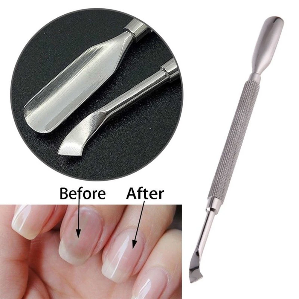

New Nail Cuticle Pusher Stainless Steel UV Gel Polish Remover Double Sided Finger Dead Skin Push Cutter Manicure Tool