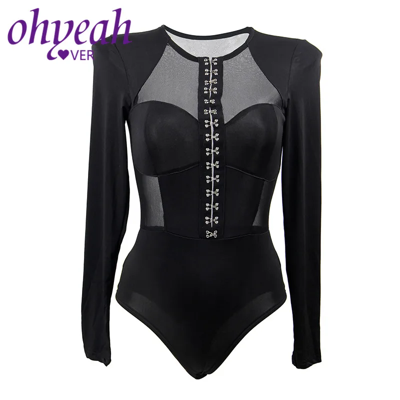 Ohyeahlover Женское боди Из Сетчатой Ткани в стиле пэчворк черные облегающие