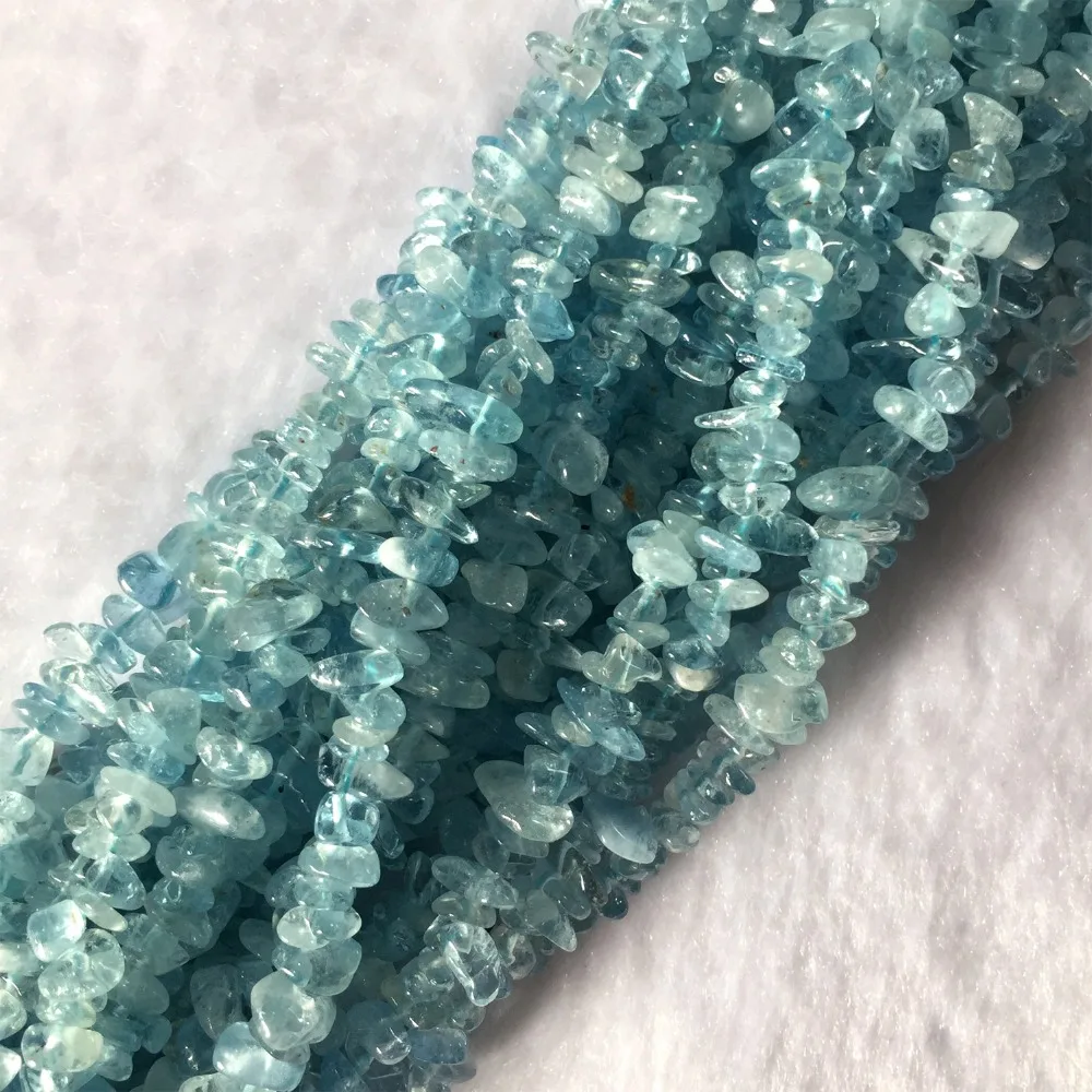 Высококачественные Натуральные чистые синие аквамариновые бусины Nugget Chip Loose Beads