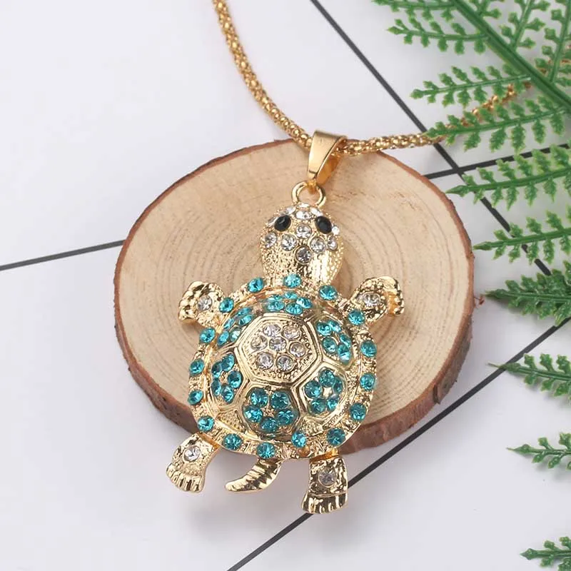 Exquisite Cute Sea Turtle Multicolor Necklace Pendant Crystal Rhinestone Long Chain Ms. Gift Jewelry | Украшения и аксессуары