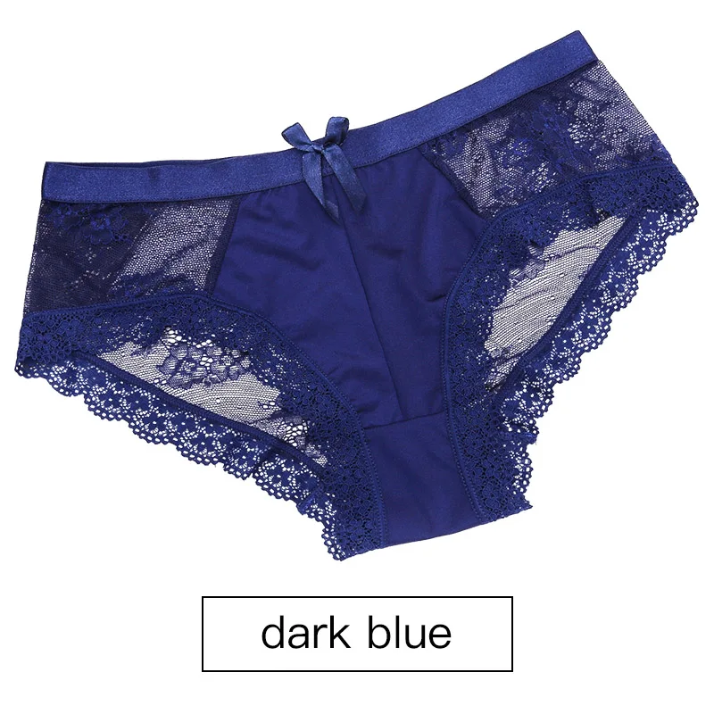 Dark blue 3XL женское нижнее белье, женские трусы, сексуальные кружевные Хлопковые женские трусики, женские трусы, мягкие дышащие прозрачные женские летние стринги - Цвет: Dark blue