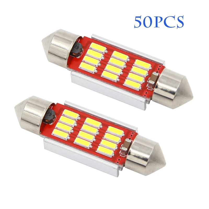 50 шт. фестон C5W CANBUS 31/36 мм 39/41 без ошибок 4014 12LED 10Smd Внутренняя купольная лампа