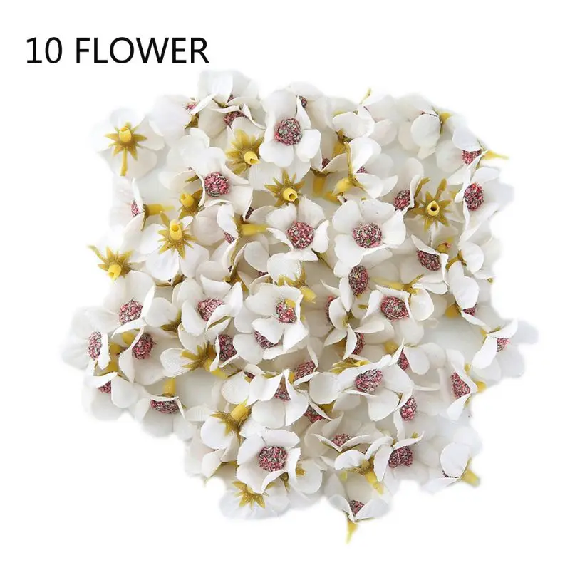 White 10Pcs/Set 2cm Multicolor Mini Artificial Daisy Flower Heads Sunflower For Wreath DIY Scrapbooking Wedding Party Decoration - Цвет: White
