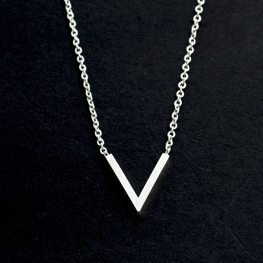 V Attract 2019 Letter Chevron Necklace For Women Stainless Steel BFF Jewelry Geometric Tringle Charm Kolye Friendship Gift | Украшения и